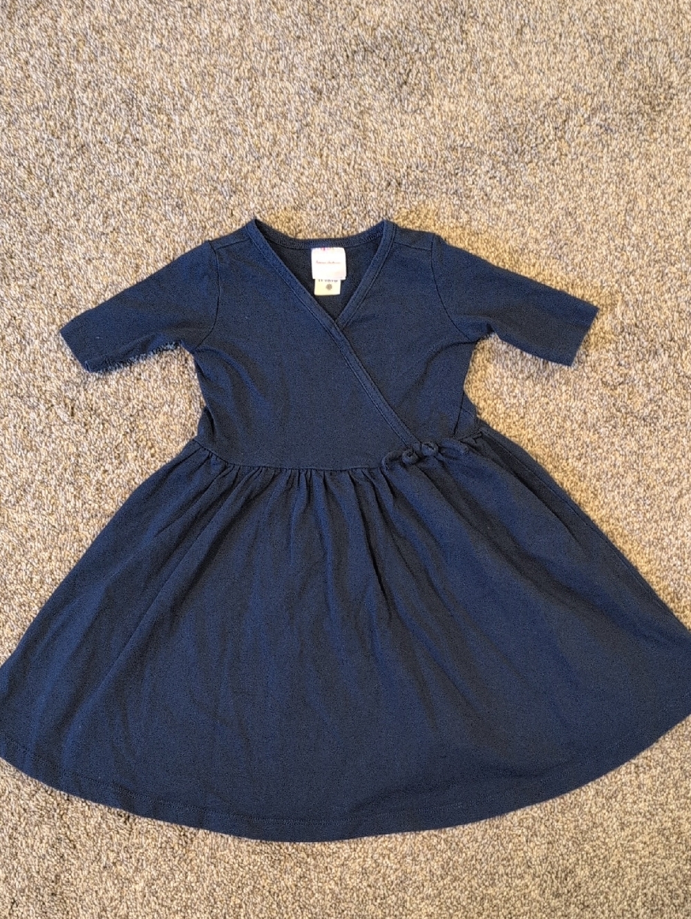 Hanna Andersson Navy Faux-Wrap Knit Dress for Girls 4 Yrs